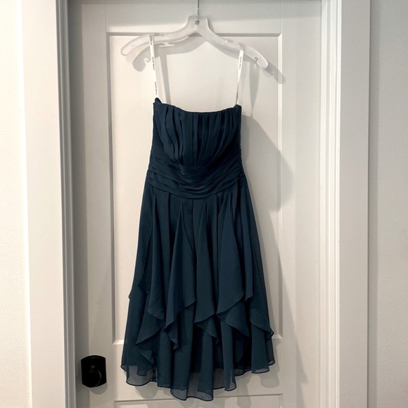 peacock bridesmaid dresses david's bridal David's Bridal | Dresses | Davids Bridal Strapless Peacock Teal Bridesmaids Dress With Bustle Sz 8